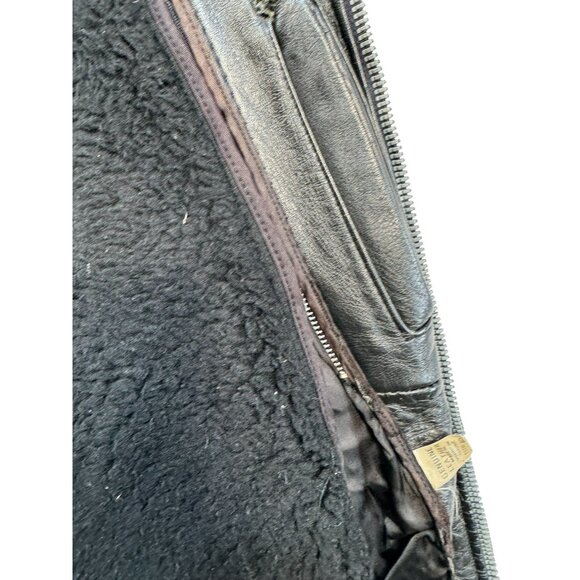 Leather Loft Mens Black Leather Jacket Size 40 With Zipper & Button Closure - Picture 8 of 16